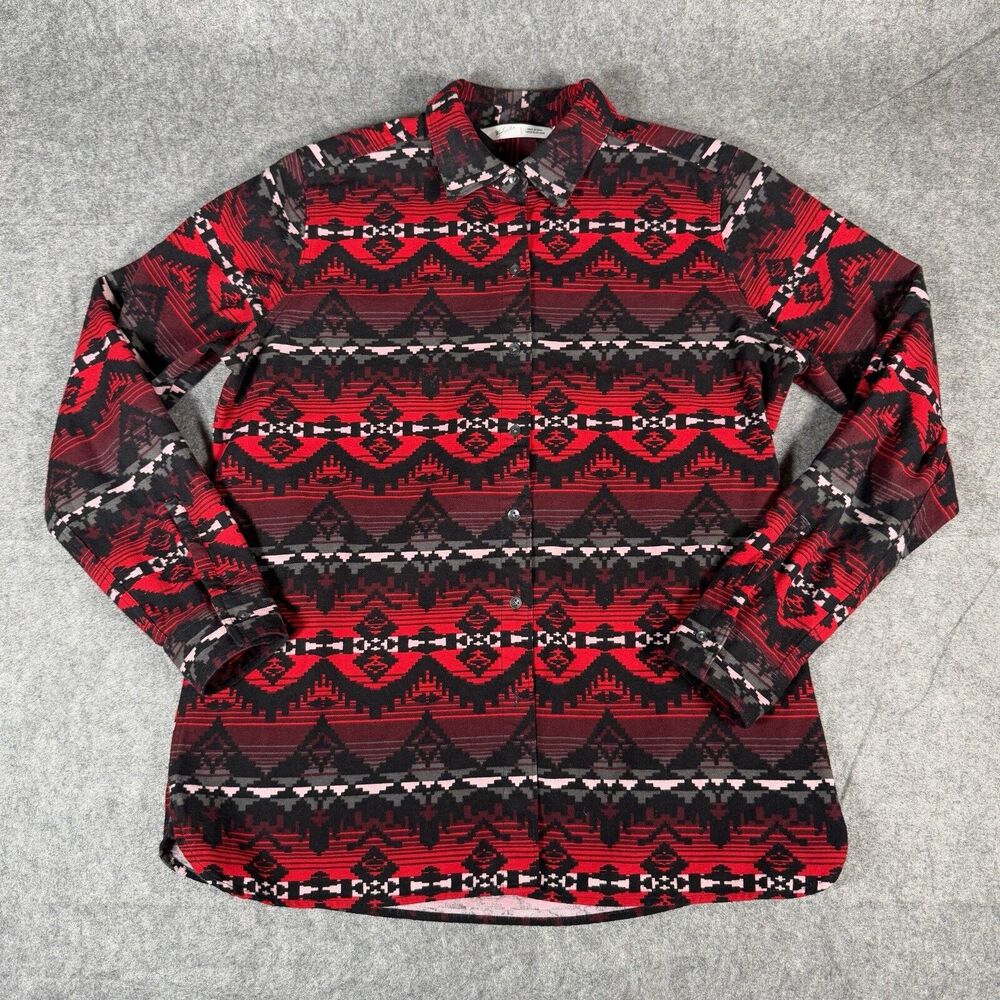 Woolrich Chamois Flannel Shirt Keystone Southwestern Brush popper Large Top